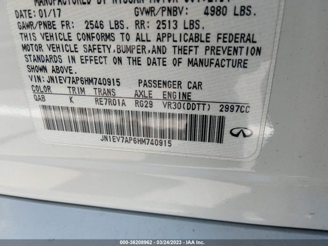 JN1EV7AP6HM740915 Infiniti Q50 3.0t Signature Edition