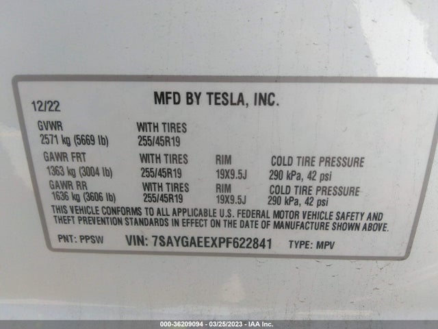 Tesla Model Y Long Range 2023 7SAYGAEEXPF622841 Image 9