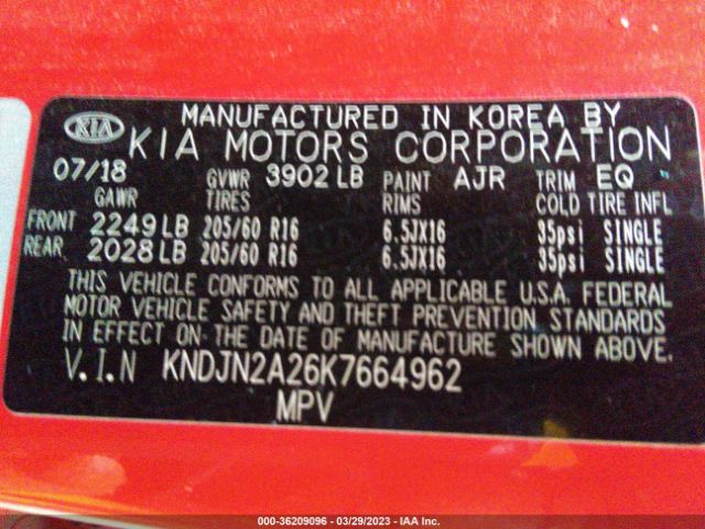 KNDJN2A26K7664962 KIA Soul Base
