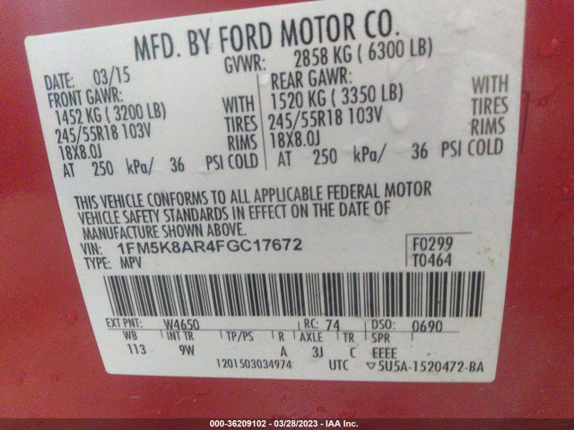 Ford UTILITY POLICE 2015 1FM5K8AR4FGC17672 Image 11