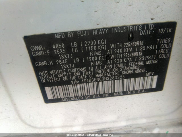 Subaru Outback Limited 2017 4S4BSENC3H3283325 Image 9