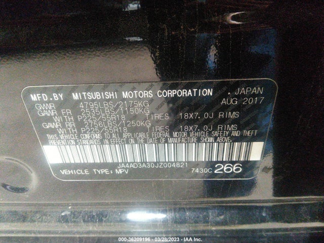 JA4AD3A30JZ004821 Mitsubishi Outlander Se/sel/le