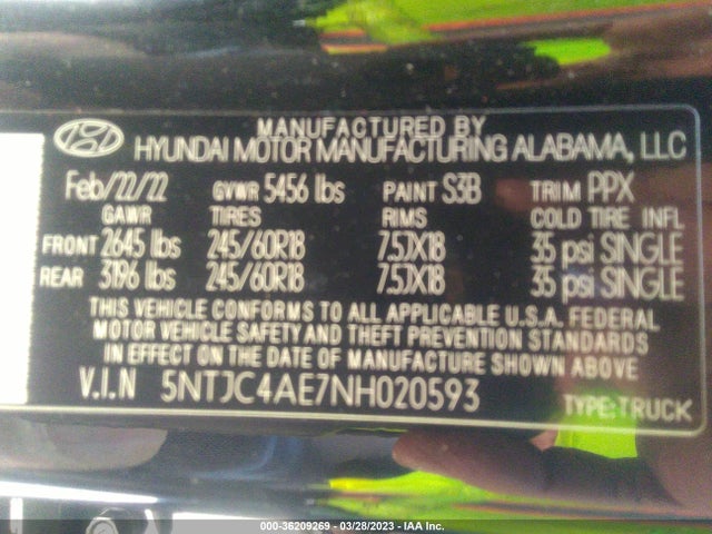 2022 Hyundai Santa Cruz, VIN: 5NTJC4AE7NH020593