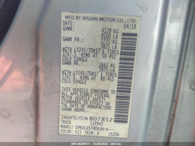 1N6AF0LY0JN807852 Nissan Nv Cargo Sv