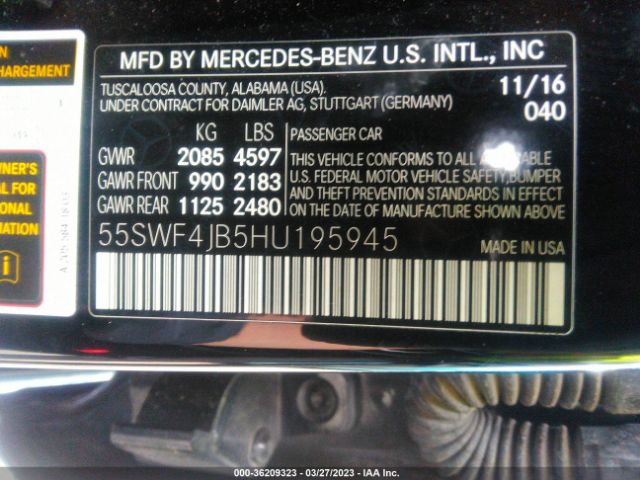 55SWF4JB5HU195945 Mercedes-Benz C-class C 300