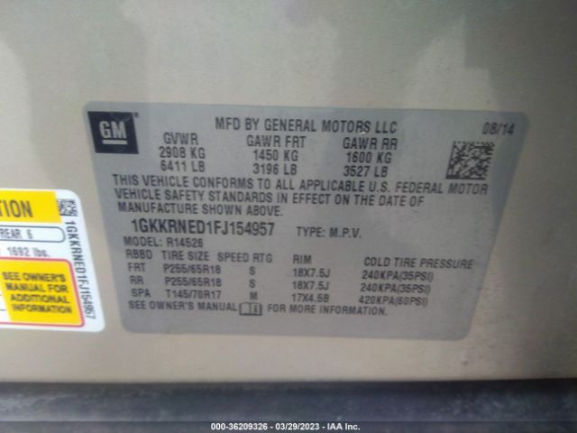 1GKKRNED1FJ154957 GMC ACADIA SLE