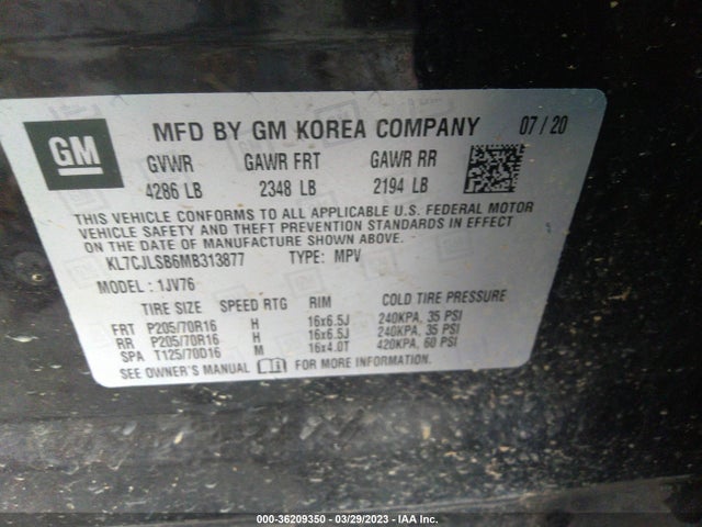 Chevrolet Trax Lt 2021 KL7CJLSB6MB313877 Image 9