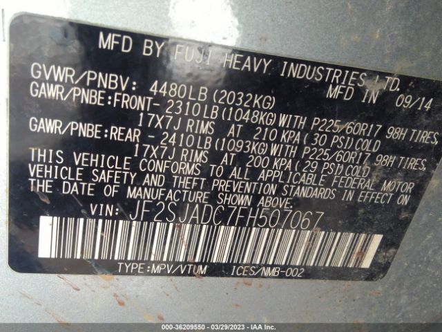 JF2SJADC7FH507067 Subaru Forester 2.5i Premium