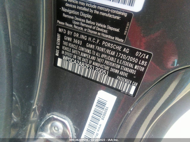 2015 Porsche Boxster, VIN: WP0CA2A82FS120051