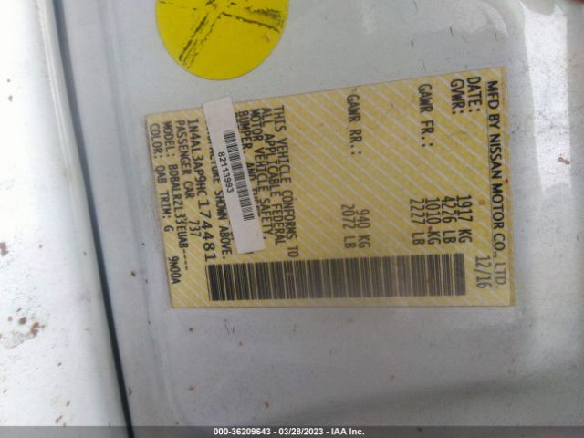 1N4AL3AP9HC174481 Nissan Altima 2.5 Sl
