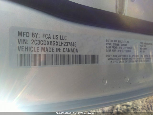 Dodge Charger Sxt 2020 2C3CDXBGXLH237846 Image 9