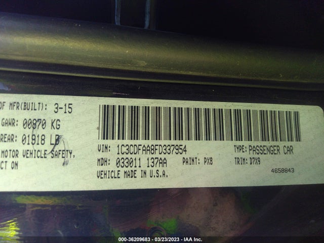 Dodge DART SE 2015 1C3CDFAA8FD337954 Image 9