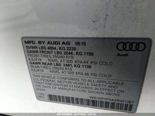 WA1GFCFS4GR001367 Audi Q3 Prestige