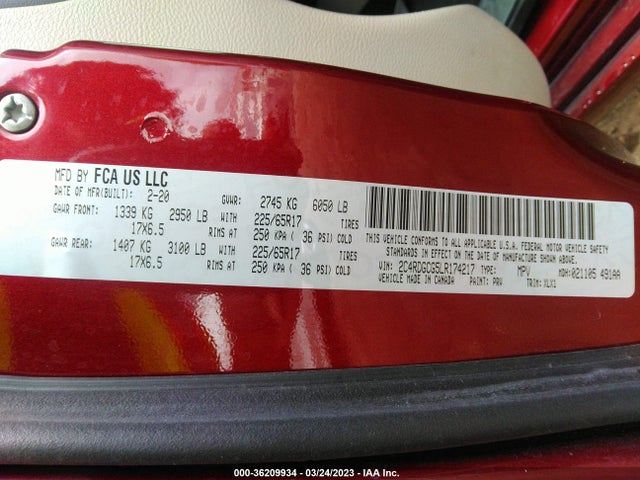 2020 Dodge Grand Caravan, VIN: 2C4RDGCG5LR174217