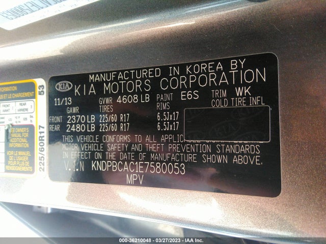 2014 KIA SPORTAGE LX VIN: KNDPBCAC1E7580053