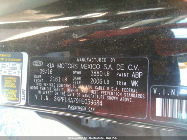 3KPFL4A79HE059684 KIA FORTE S