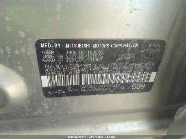 JA32U2FU1GU007219 Mitsubishi LANCER ES
