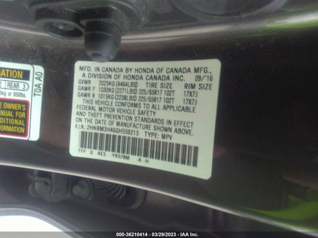 Honda CR-V SE 2016 2HKRM3H46GH559215 Image 9
