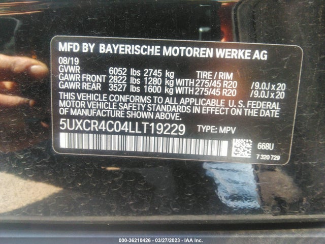 5UXCR4C04LLT19229 BMW X5 Sdrive40i
