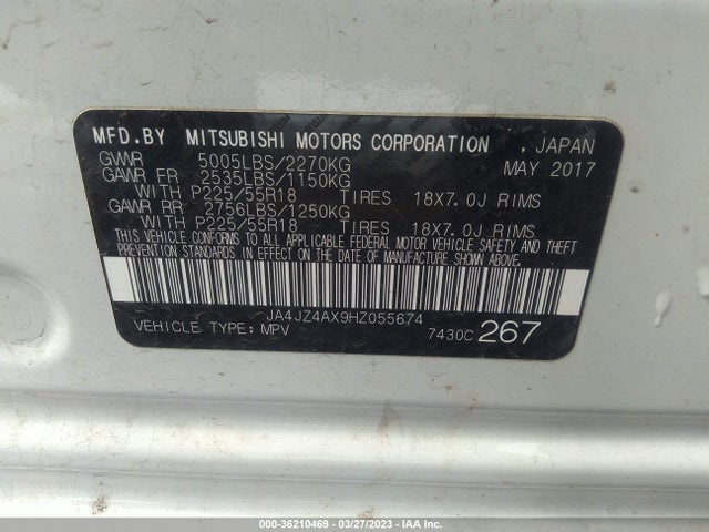 JA4JZ4AX9HZ055674 Mitsubishi OUTLANDER GT
