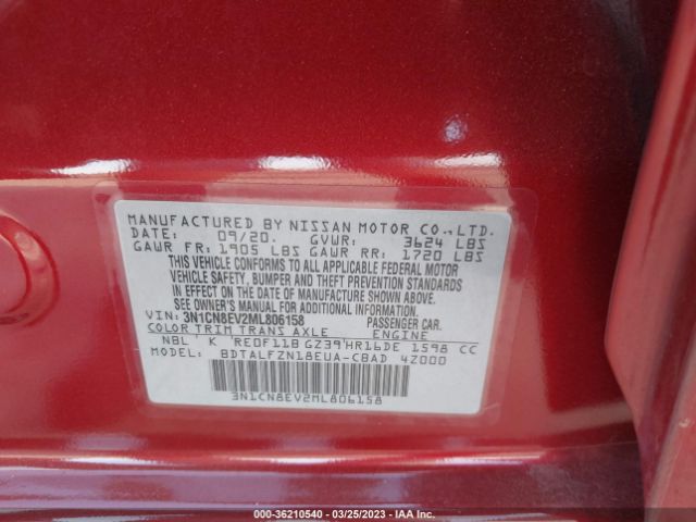 3N1CN8EV2ML806158 Nissan VERSA SV