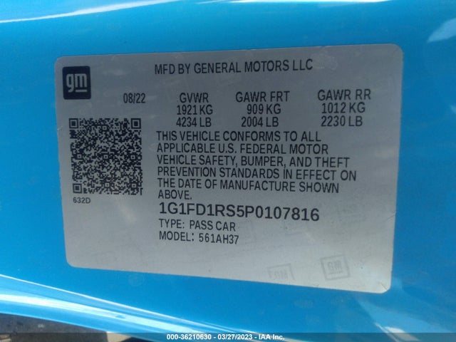 Chevrolet Camaro 2lt 2023 1G1FD1RS5P0107816 Image 11