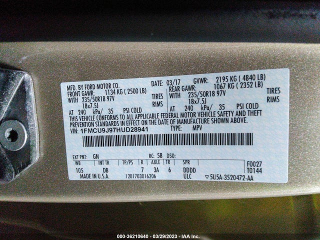 Ford Escape Titanium 2017 1FMCU9J97HUD28941 Image 10