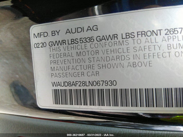 Audi A6 PREMIUM 2020 WAUD8AF28LN067930 Image 9