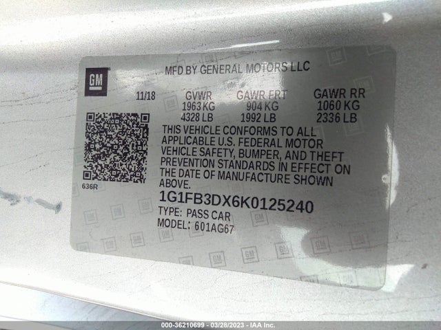 Chevrolet Camaro 1lt 2019 1G1FB3DX6K0125240 Image 9
