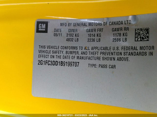 Chevrolet Camaro 2lt 2011 2G1FC3DD1B9199707 Image 9