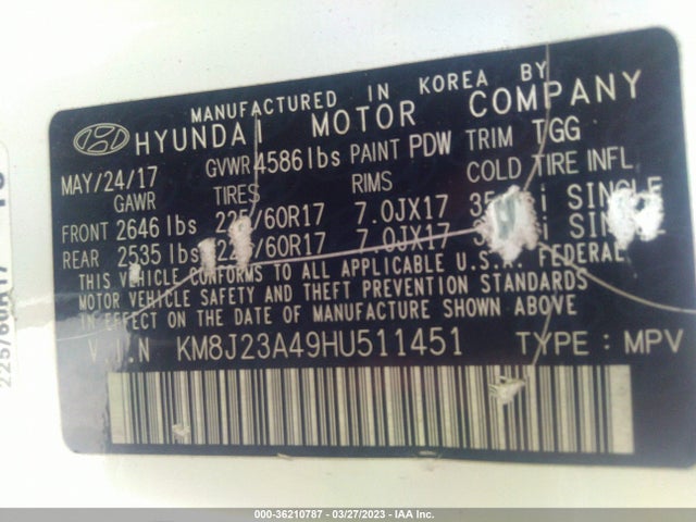 Hyundai TUCSON SE 2017 KM8J23A49HU511451 Image 10