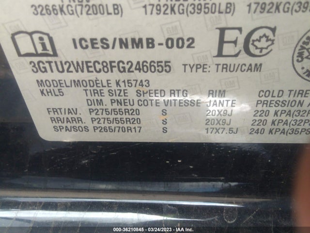 GMC Sierra 1500 Denali 2015 3GTU2WEC8FG246655 Image 9
