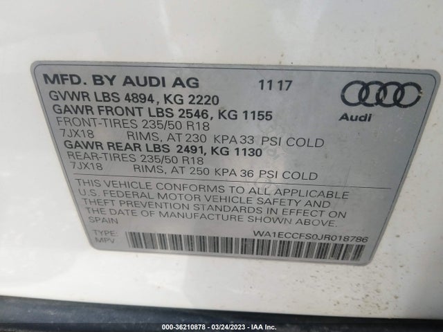 WA1ECCFS0JR018786 Audi Q3 Premium/sport Premium