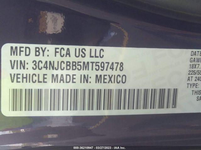 3C4NJCBB5MT597478 Jeep Compass Altitude