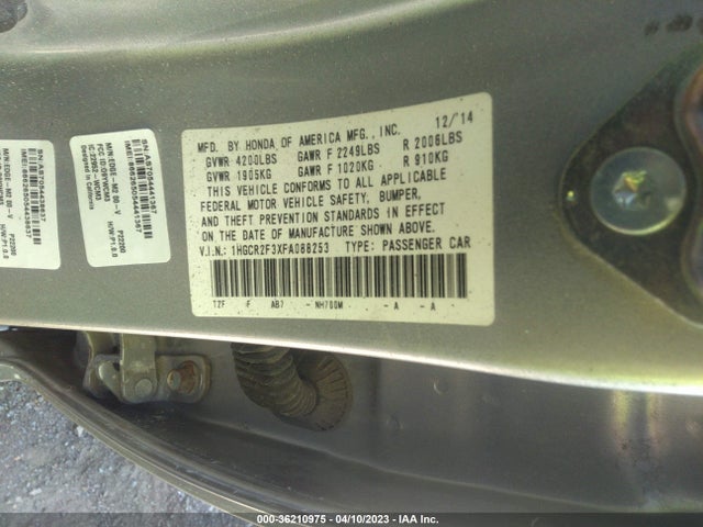 Honda Accord Sedan Lx 2015 1HGCR2F3XFA088253 Image 10
