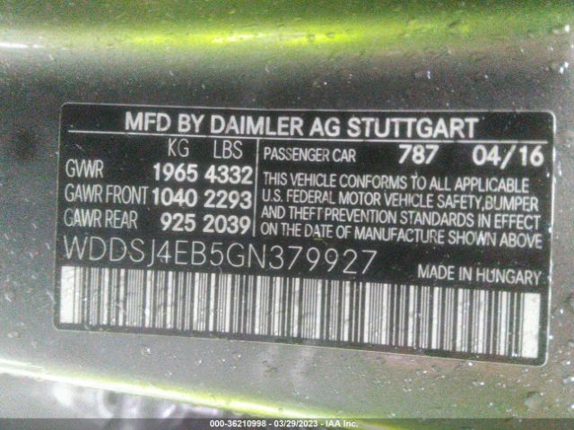 WDDSJ4EB5GN379927 Mercedes-Benz Cla Cla 250