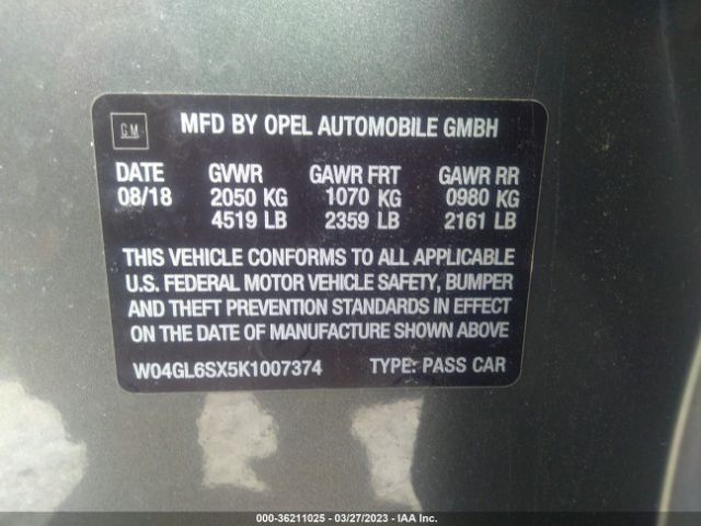 W04GL6SX5K1007374 Buick Regal Sportback Preferred