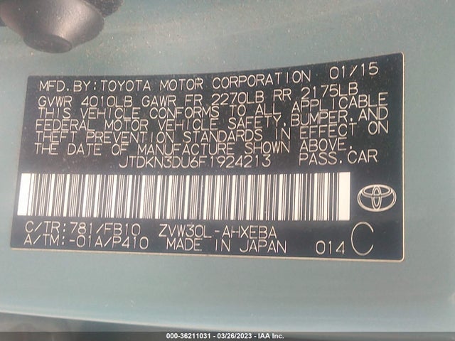 Toyota Prius Four 2015 JTDKN3DU6F1924213 Image 10