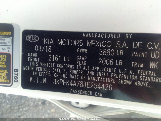 KIA FORTE LX 2018 3KPFK4A78JE254426 Image 10