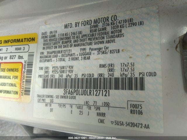 Ford Fusion Hybrid Se 2020 3FA6P0LU0LR127121 Image 9