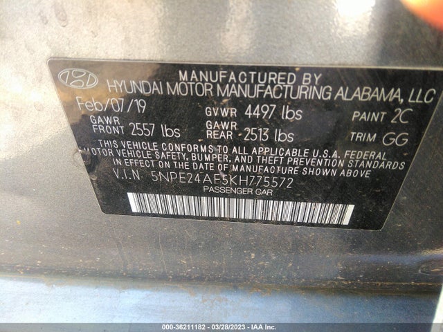 Hyundai SONATA SE 2019 5NPE24AF5KH775572 Image 11