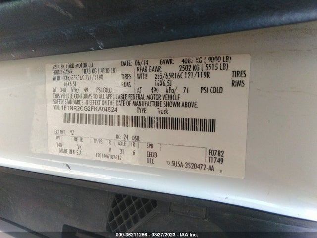 Ford TRANSIT CARGO VAN 2015 1FTNR2CG2FKA04824 Image 10