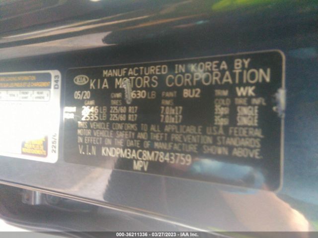 KNDPM3AC8M7843759 KIA Sportage Lx