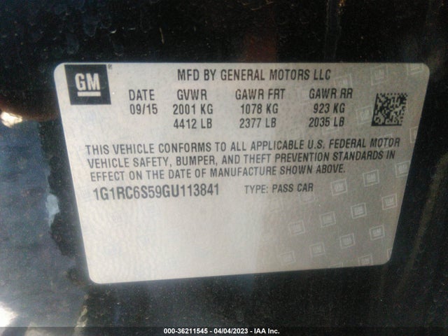 Chevrolet VOLT LT 2016 1G1RC6S59GU113841 Image 9