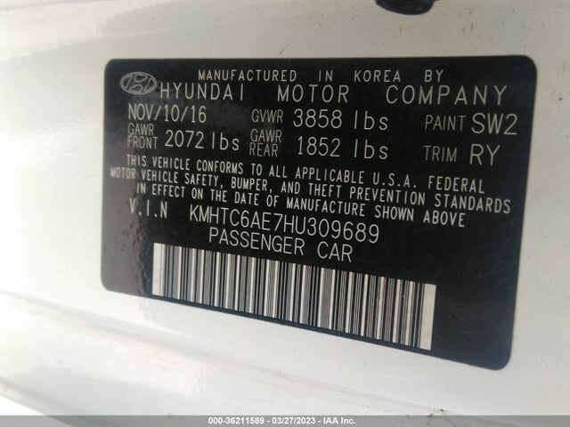 Hyundai Veloster Turbo 2017 KMHTC6AE7HU309689 Image 10