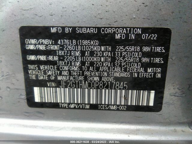 JF2GTHMC0P8217845 Subaru Crosstrek Limited