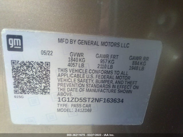 Chevrolet MALIBU LT 2022 1G1ZD5ST2NF163634 Image 11