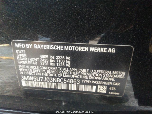 3MW5U7J03N8C54863 BMW 3 Series M340i