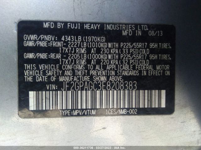 JF2GPAGC3E8208383 Subaru Xv Crosstrek Limited