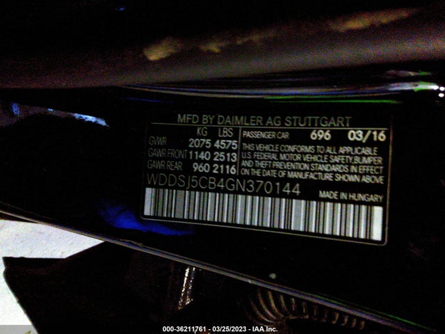 WDDSJ5CB4GN370144 Mercedes-Benz Cla Amg Cla 45